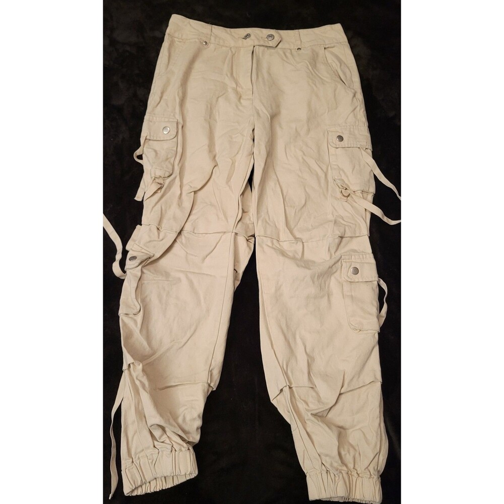 Forever 21 Pants Women’s Tan Y2K Ivory Joggers Cargo Multiple pockets Medium